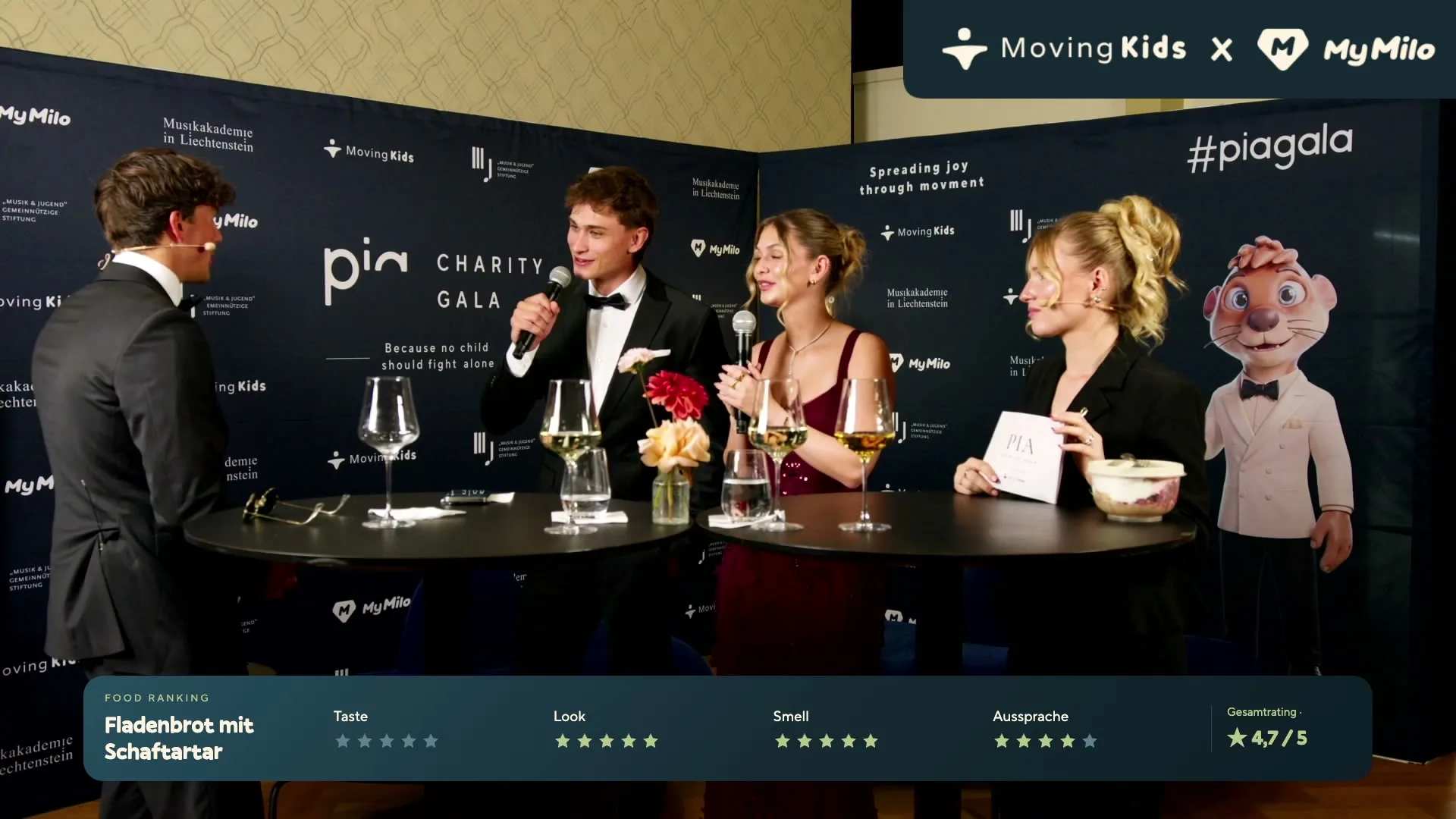 The host table at the PIA Charity Gala, live on Twitch